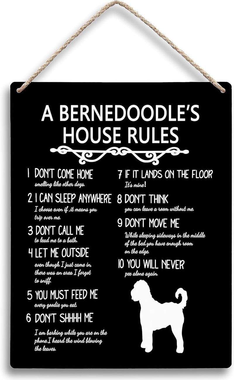 FUGWN A Bernedoodle’s House Rules Wooden Signs 8x10,Bernedoodle Gifts for Lovers,Dog Wall Decor,Dog Signs for Home Decor,Decorations for The Home - Image 1